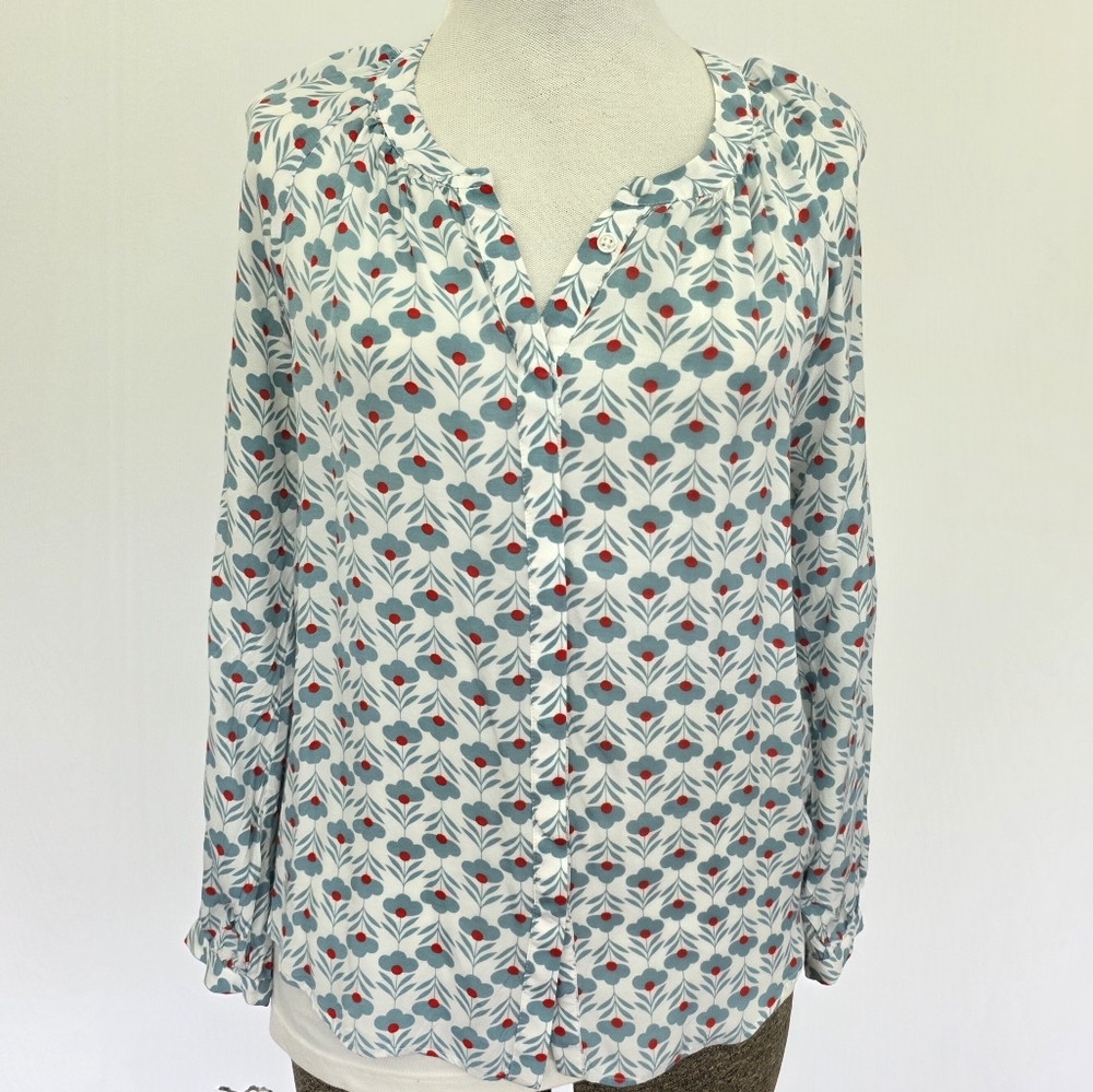 Long Sleeve Floral Print Women's Top Size 4